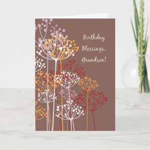 Grandson Religious Birthday Blessings Rustic Brown Card