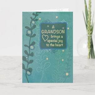 Grandson Religious Birthday, Green Hand Drawn Look Card