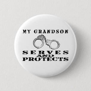 Grandson Serves Protects - Hat 6 Cm Round Badge