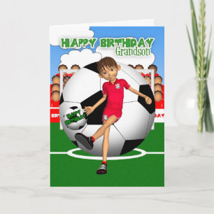 Grandson Soccer Football Birthday Greeting Card