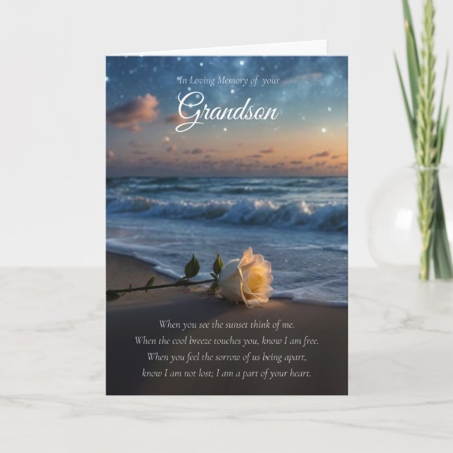 Grandson Sympathy Condolences Memorial  Card (Front)