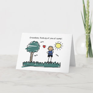 Grandson Thinking of You at Summer Camp Stick Figu Card