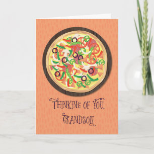 Grandson Tween Teen Pizza Thinking of You Card