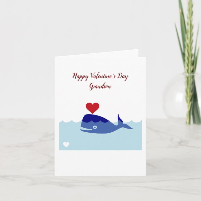  Grandson Valentine's Day Folded Greeting Card (Front)
