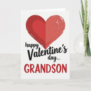 Grandson Valentines Speckled Heart Card