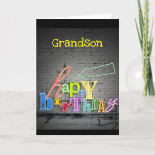 **GRANDSON** WRITING IS ON THE WALL BIRTHDAY CARD