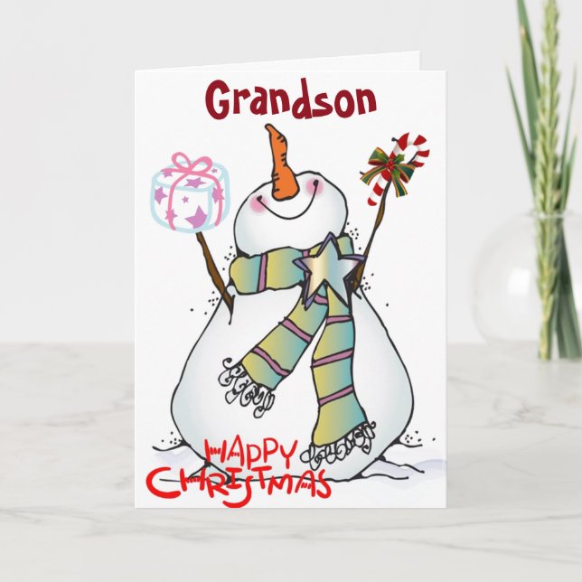 *GRANDSON* YOU MAKE EVERYONE HAPPY EVERYDAY HOLIDAY CARD (Front)