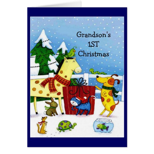 Grandson's 1ST Christmas- Greeting Card | Zazzle.com.au