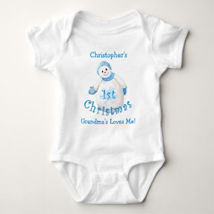 Grandson's 1st Christmas Snowman from Grandma Baby Bodysuit