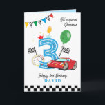 Grandson's 3rd Birthday Racing Car Greeting Card<br><div class="desc">Grandson's 3rd Birthday Racing Car Greeting Card. Celebrate your Grandson's birthday with this adorable card. Customize it for your grandson and add a name for a personalized touch. Perfect for kids,  this whimsical card brings joyful wishes and a sense of wonder to their birthday celebration. Make their day unforgettable!</div>