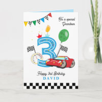 Grandson's 3rd Birthday Racing Car Greeting