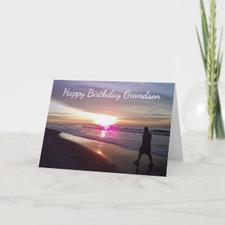 *GRANDSON'S BIRTHDAY* BEACH AND LOVE FOR HIM  CARD