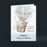 Grandson's Birthday Hot Air Balloon Greeting Card<br><div class="desc">Grandson's Birthday Hot Air Balloon Greeting Card. Celebrate your Grandson's first birthday with this adorable watercolor animals. Customise it for your grandson or add their name for a personalised touch. Perfect for kids, this whimsical card brings joyful wishes and a sense of wonder to their birthday celebration. Make their day...</div>