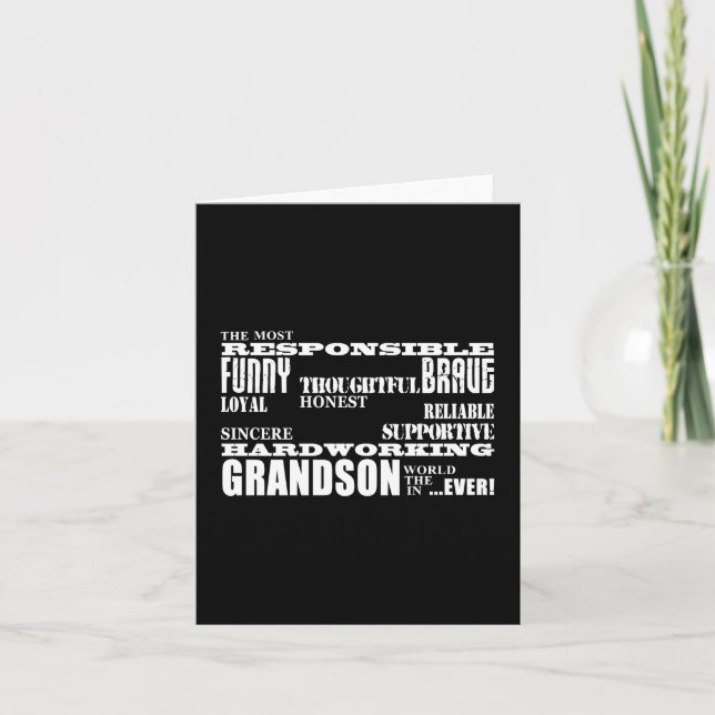 Grandsons Birthdays & Christmas : Qualities Holiday Card (Front)