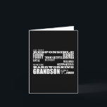 Grandsons Birthdays & Christmas : Qualities Holiday Card<br><div class="desc">Qualities of a Man for Grandsons is a stylish, modern gift for the most Responsible, Funny, Brave, Thoughtful, Loyal, Honest, Reliable, Sincere, Supportive, Hardworking Grandson in the world ever : presented in fashionable black & white ; in a variety of contempory, masculine fonts. An original text based design listing ten...</div>