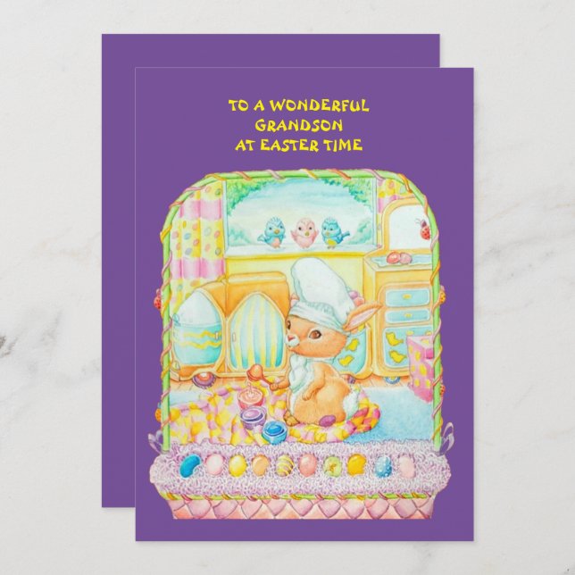 Grandsons Easter Flat Holiday Card (Front/Back)