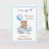 Grandson's First Birthday Teddy Bear Greeting