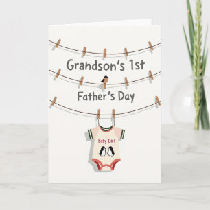 Grandsons First Cute Fathers Day Card