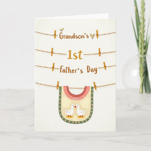 Grandsons First Fathers Day Card
