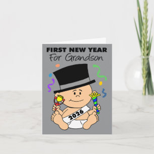 Grandson's First New Year 2026 Confetti Holiday Card