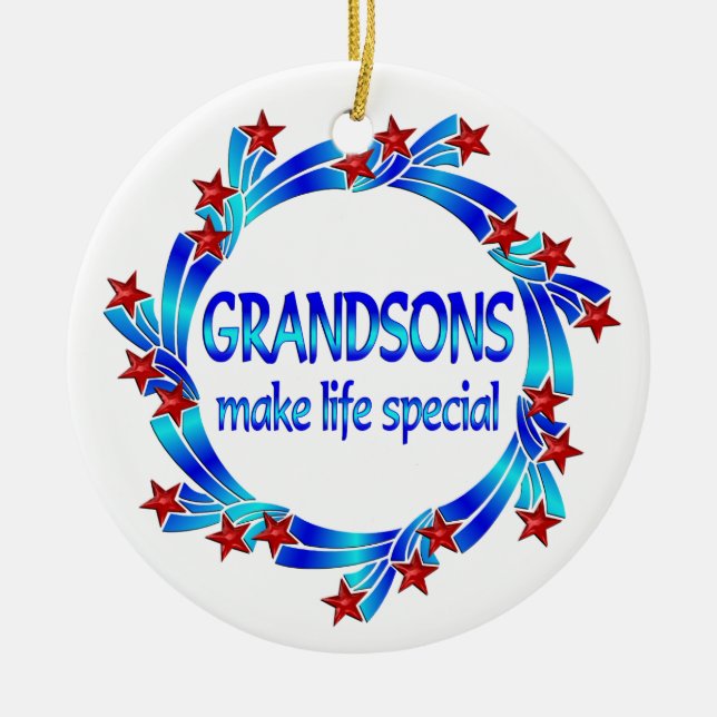 Grandsons Make Life Special Ceramic Tree Decoration (Front)
