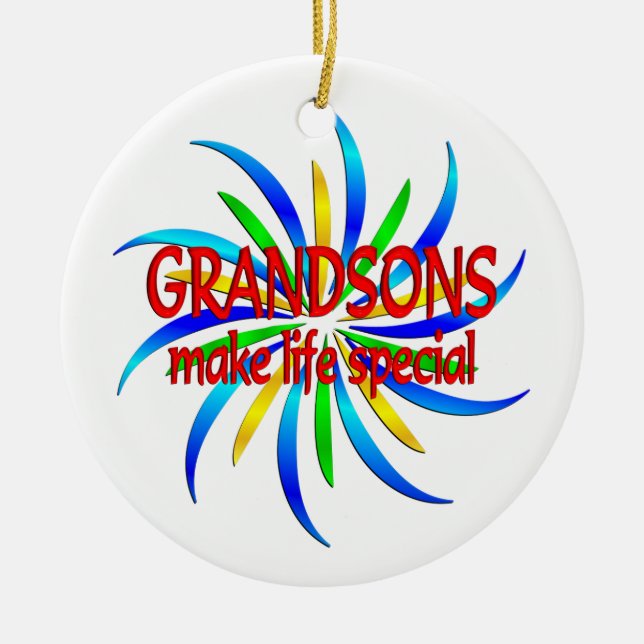 Grandsons Make Life Special Ceramic Tree Decoration (Front)