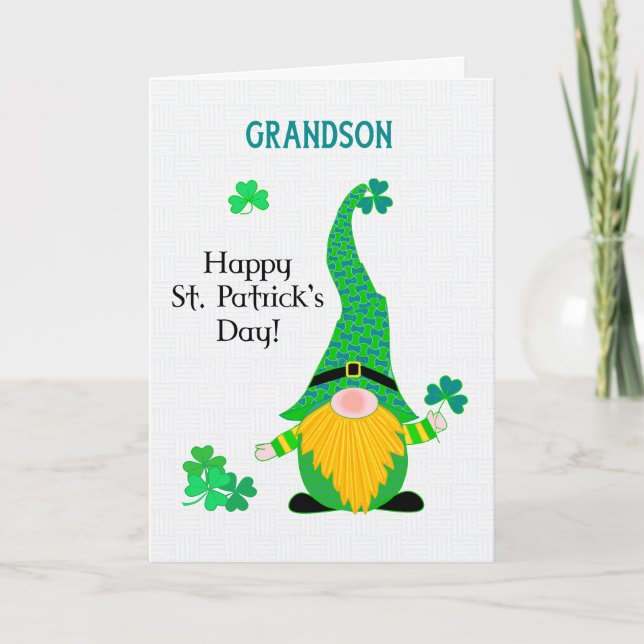 Grandson's St Patrick's Fun Leprechaun Card (Front)