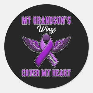Grandson's Wings Cover My Heart End Overdose  Classic Round Sticker