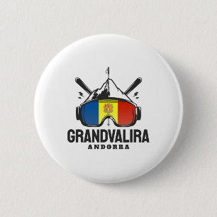Grandvalira Andorra Ski Resort Retro Skiing 6 Cm Round Badge
