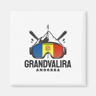Grandvalira Andorra Ski Resort Retro Skiing Magnet