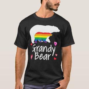 Grandy Lgbt Bear Gay Lesbian Pride Rainbow Floral  T-Shirt