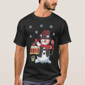 Grangran Snowman Christmas Candy Cane Red Plaid Sa T-Shirt