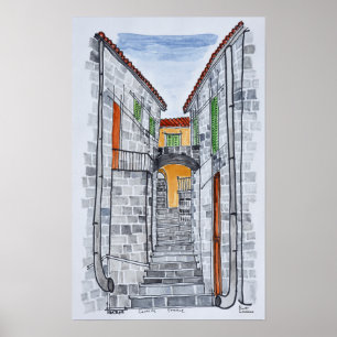 Granite Buildings, Sartene   Corsica, France Poster