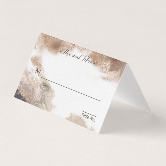 Granite & Gold Wedding Guest Table Seating Card (Front)