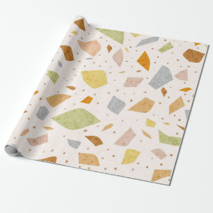 Granite Grainy Textured Colourful Terrazzo Pattern Wrapping Paper
