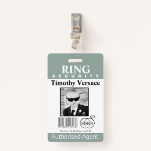Granite Green Ring Bearer Security Badge ID Badge