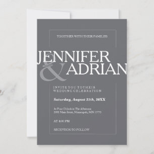Granite Grey Modern Minimal Simple Wedding Invitat Invitation