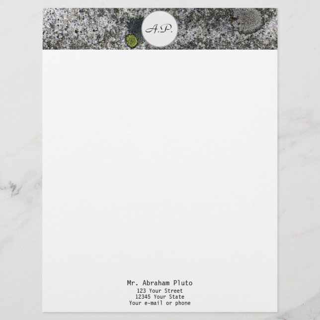 Granite Grey Monogram and Address Customized Letterhead (Front)