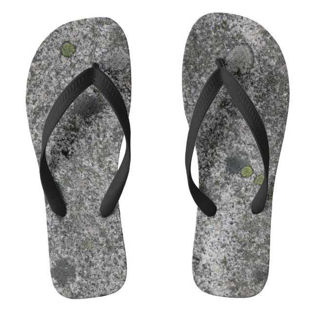 Granite Grey Rock with Green Moss Thongs (Footbed)