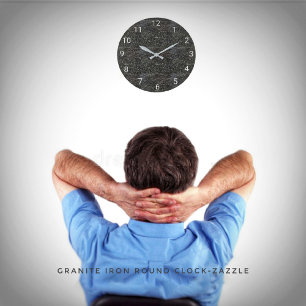 Granite Iron  Round Clock