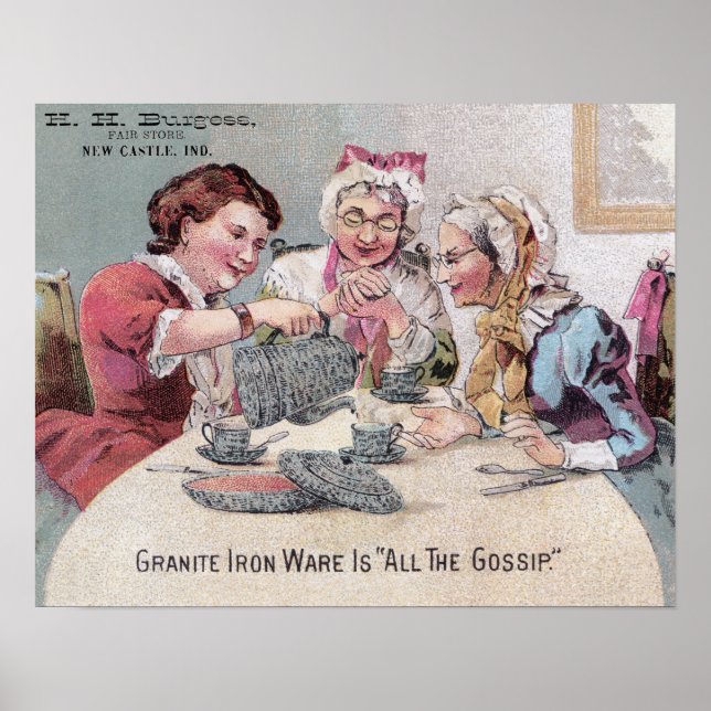 Granite Ironware Gossip Ad w Seller Poster (Front)
