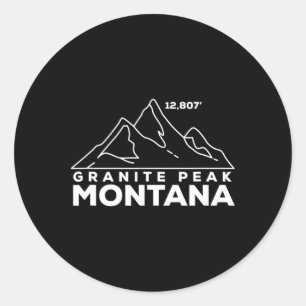 Granite Peak Montana Climbing And Hiking Classic Round Sticker