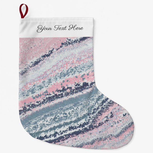 Granite Pink Blue Grey Marble Slate Agate Stone Large Christmas Stocking (Front)
