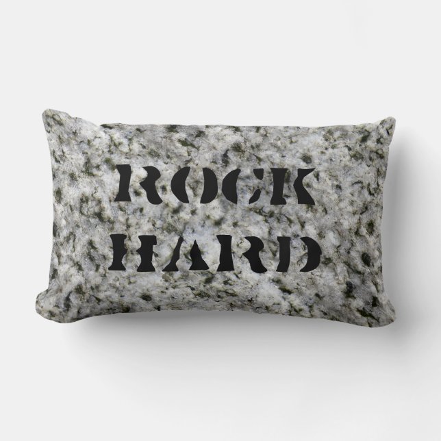 Granite Rock Hard White with Text Lumbar Cushion (Front)