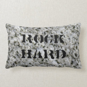 Granite Rock Hard White with Text Lumbar Cushion