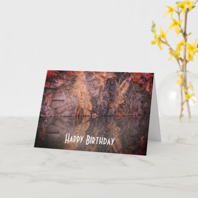 Granite Rock Reflections 3 Nature Birthday Card (Yellow Flower)