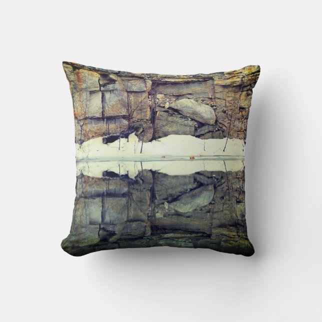 Granite Rock Wall Reflections In Pond Nature   Cushion (Front)