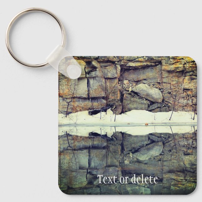 Granite Rock Wall Reflections Personalized Key Ring (Front)