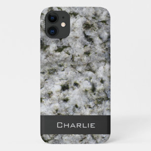 Granite Rock White with Name iPhone 11 Case