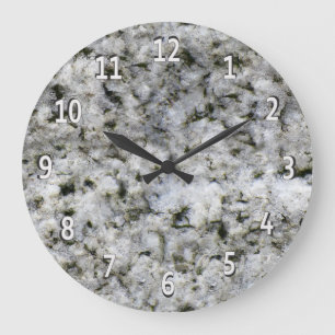 Granite Rock White with White Digits Large Clock